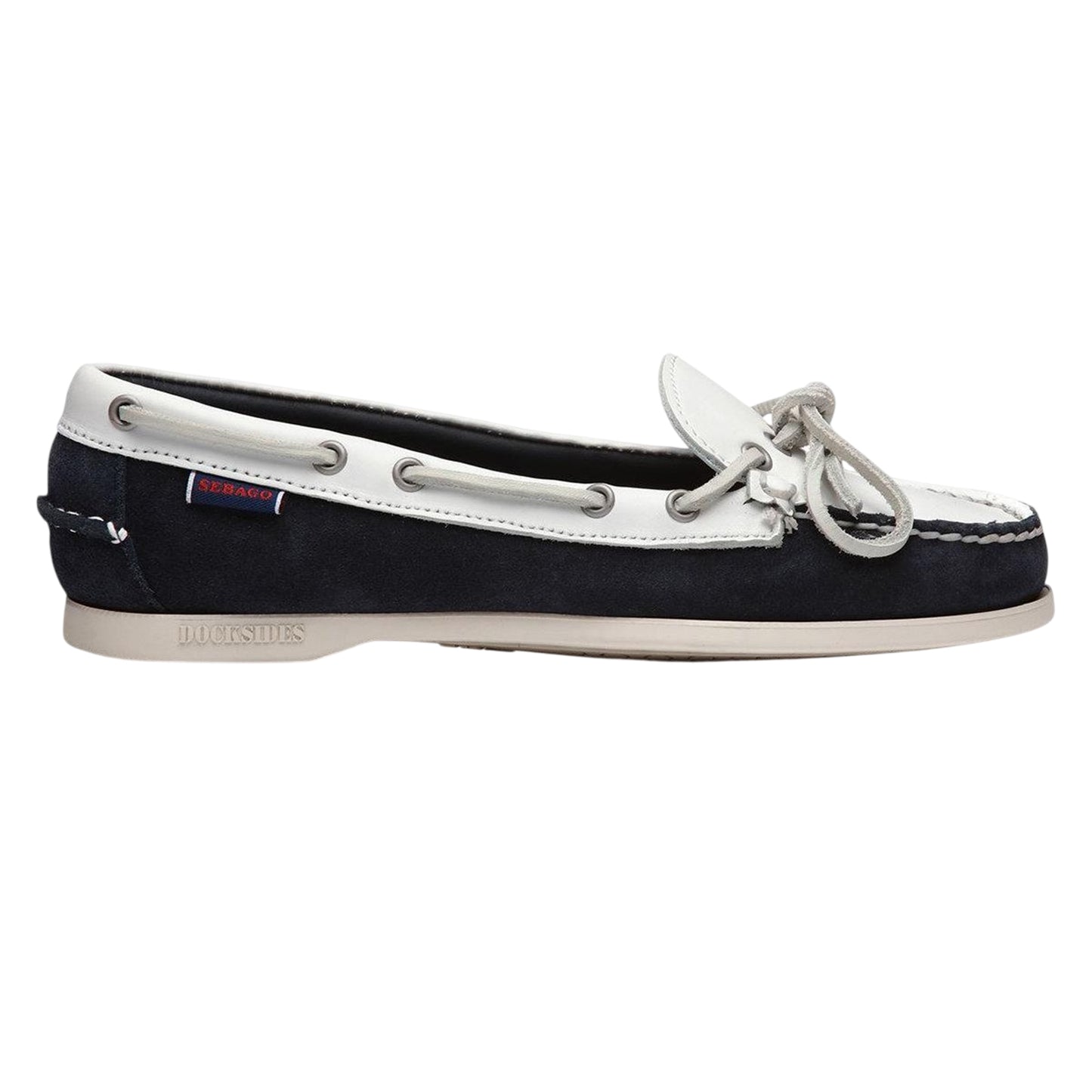 Navy-White - Front - Sebago Womens-Ladies Nina Suede Bala Moccasin