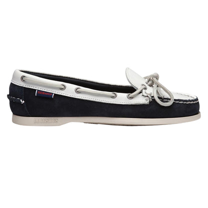 Navy-White - Front - Sebago Womens-Ladies Nina Suede Bala Moccasin