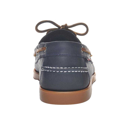 Navy Blue-Brown Tan-Gum - Back - Sebago Mens Portland Leather Boat Shoes