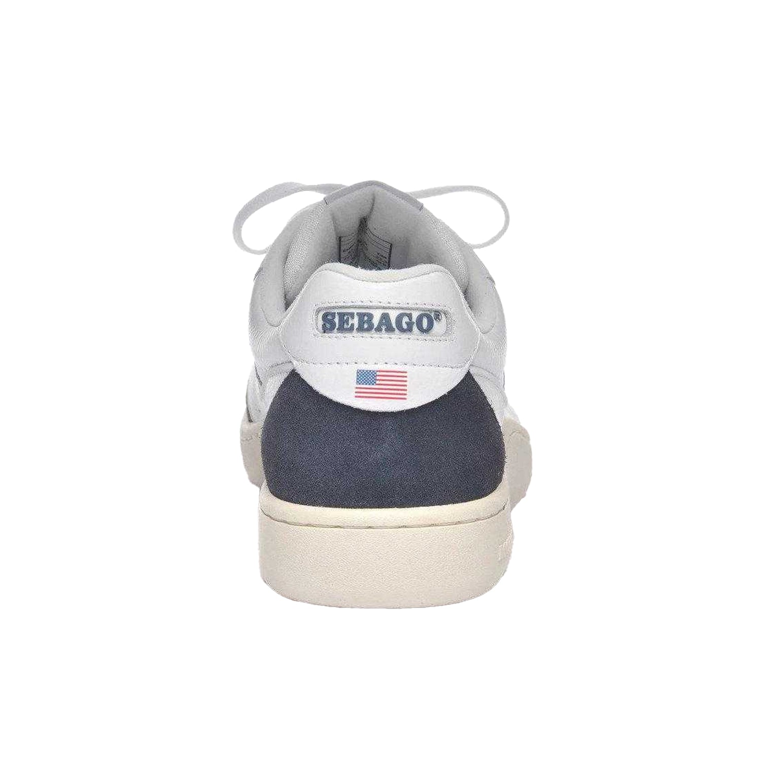 White-Blue - Back - Sebago Mens Hurricane Full Grain Leather Trainers