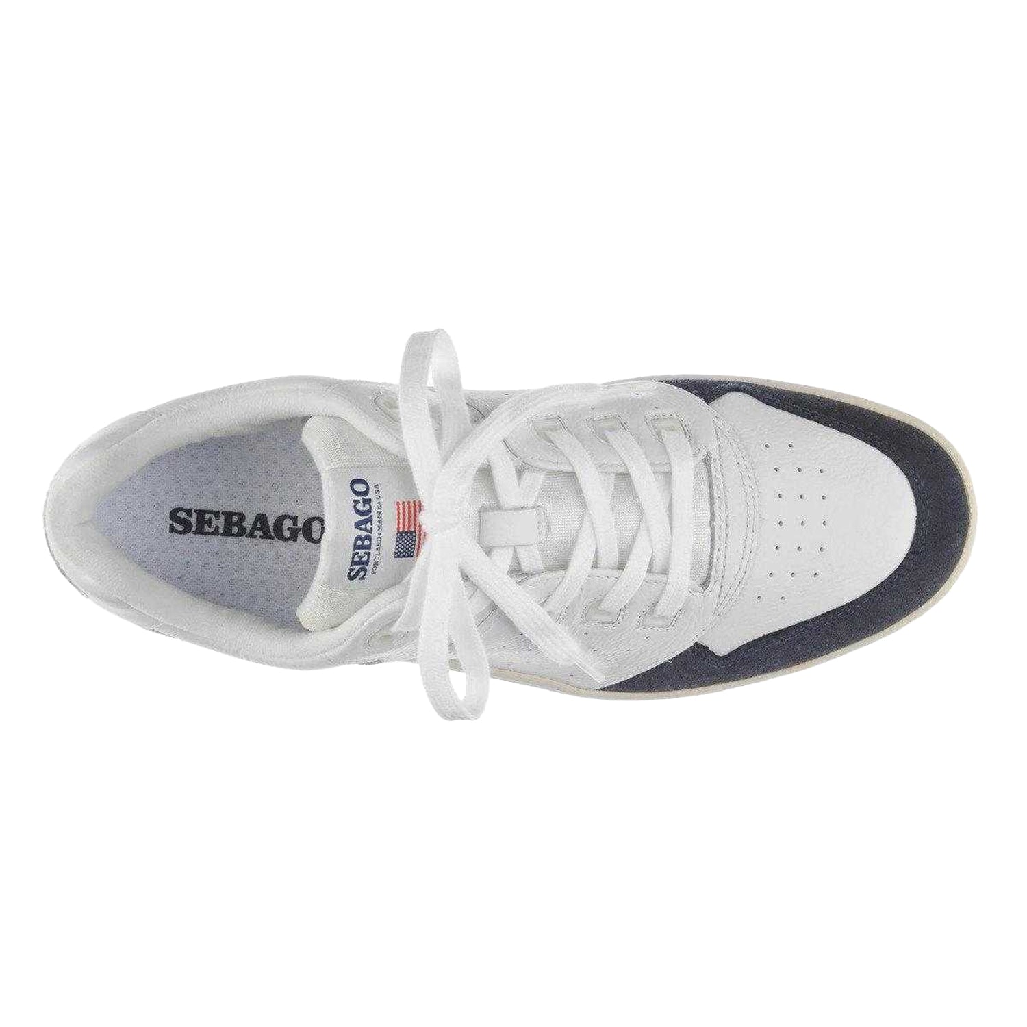 White-Blue - Pack Shot - Sebago Mens Hurricane Full Grain Leather Trainers