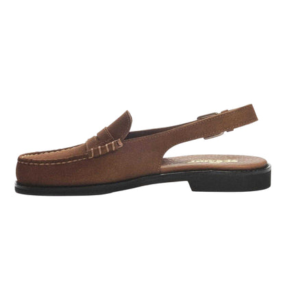 Brown Cognac - Back - Sebago Womens-Ladies Dan Flesh Out Suede Sandals