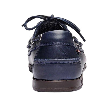 Blue Navy-Gum - Back - Sebago Mens Endeavor Waxed Leather Boat Shoes