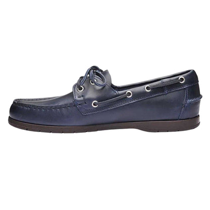 Blue Navy-Gum - Side - Sebago Mens Endeavor Waxed Leather Boat Shoes