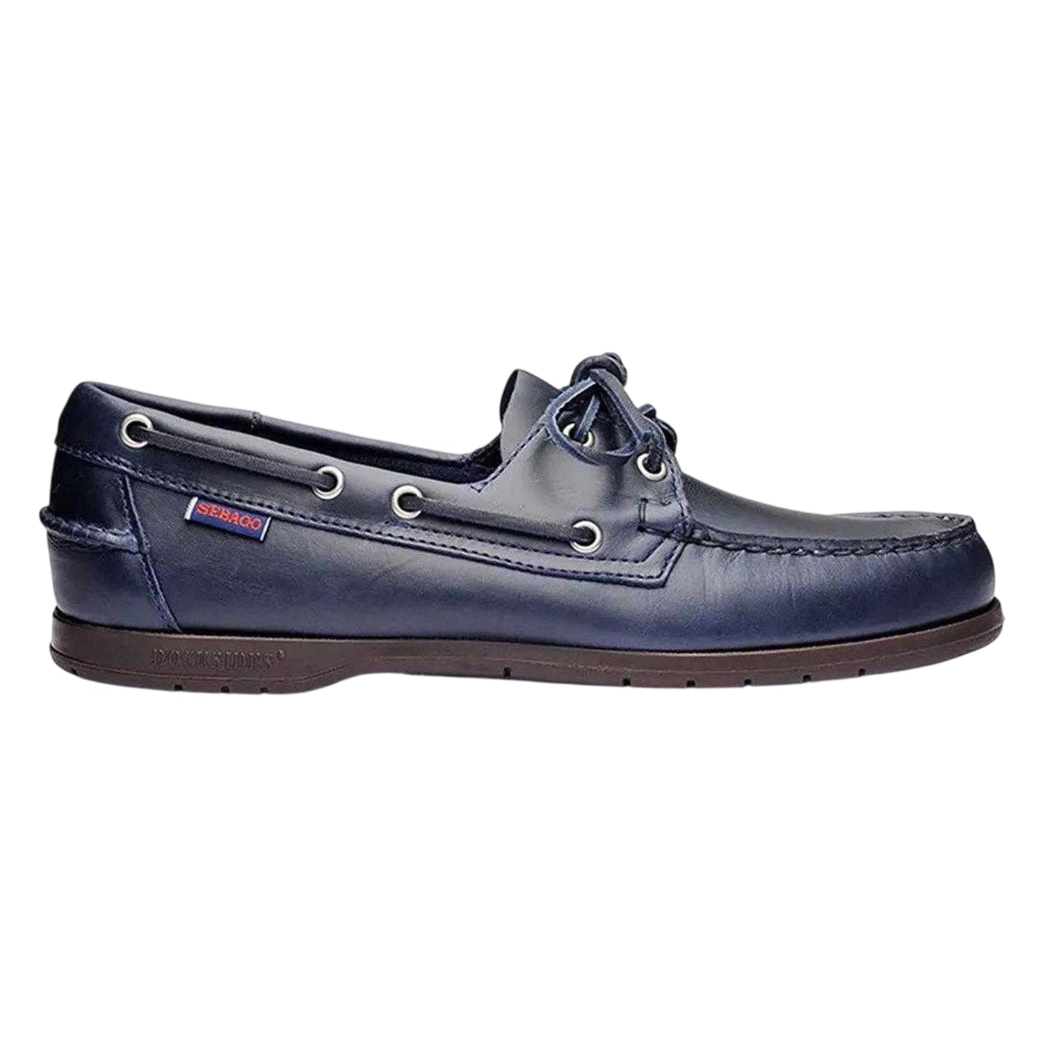 Blue Navy-Gum - Front - Sebago Mens Endeavor Waxed Leather Boat Shoes