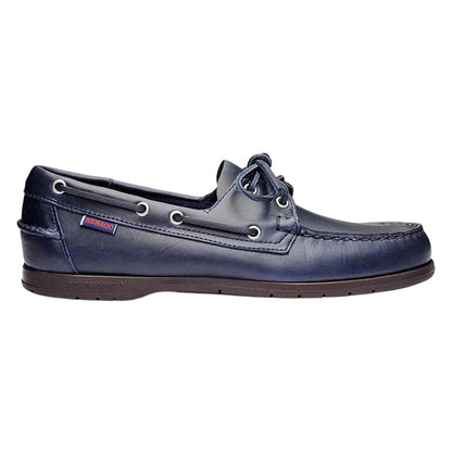 Blue Navy-Gum - Front - Sebago Mens Endeavor Waxed Leather Boat Shoes