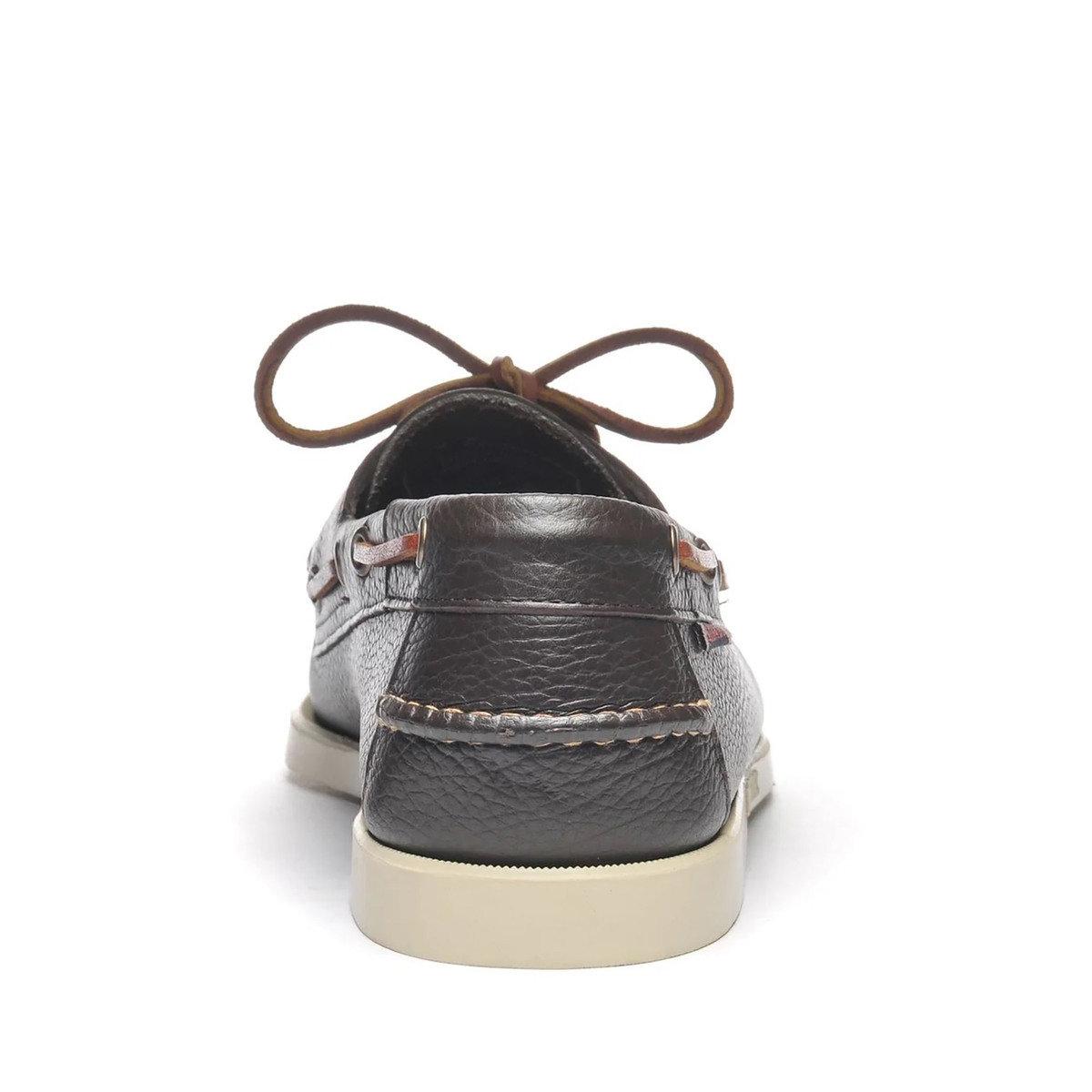 Dark Brown - Pack Shot - Sebago Mens Portland Martellato Full Grain Leather Boat Shoes