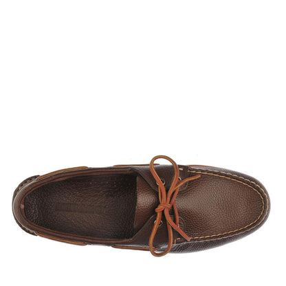 Brown Cognac-Gum - Side - Sebago Mens Portland Martellato Full Grain Leather Boat Shoes