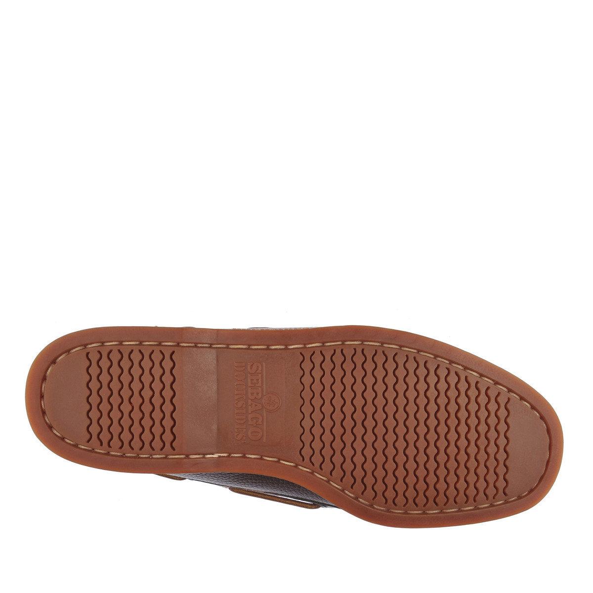 Brown Cognac-Gum - Pack Shot - Sebago Mens Portland Martellato Full Grain Leather Boat Shoes