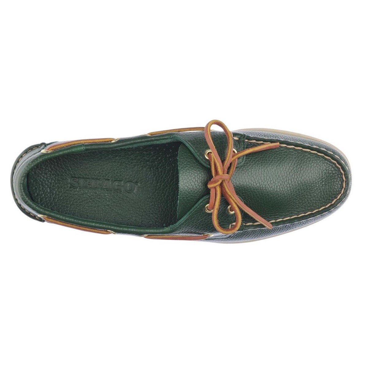 Hunter Green - Lifestyle - Sebago Mens Portland Martellato Full Grain Leather Boat Shoes