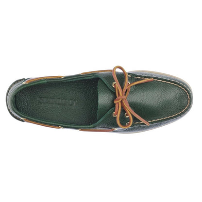 Hunter Green - Lifestyle - Sebago Mens Portland Martellato Full Grain Leather Boat Shoes