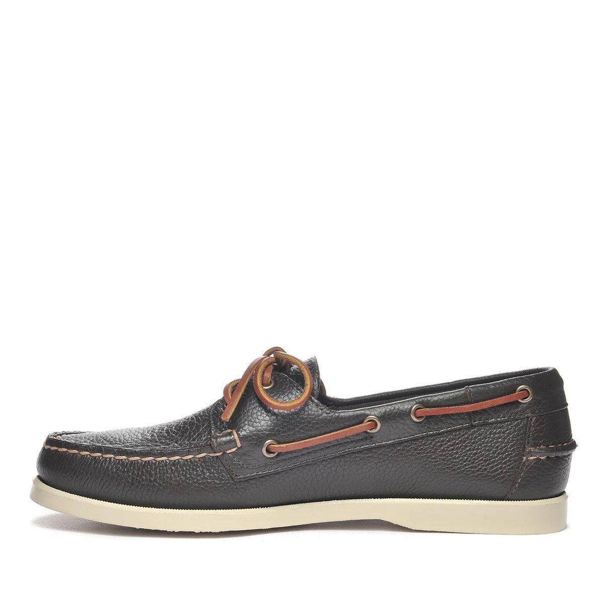 Dark Brown - Back - Sebago Mens Portland Martellato Full Grain Leather Boat Shoes
