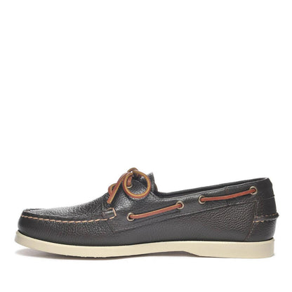 Dark Brown - Back - Sebago Mens Portland Martellato Full Grain Leather Boat Shoes