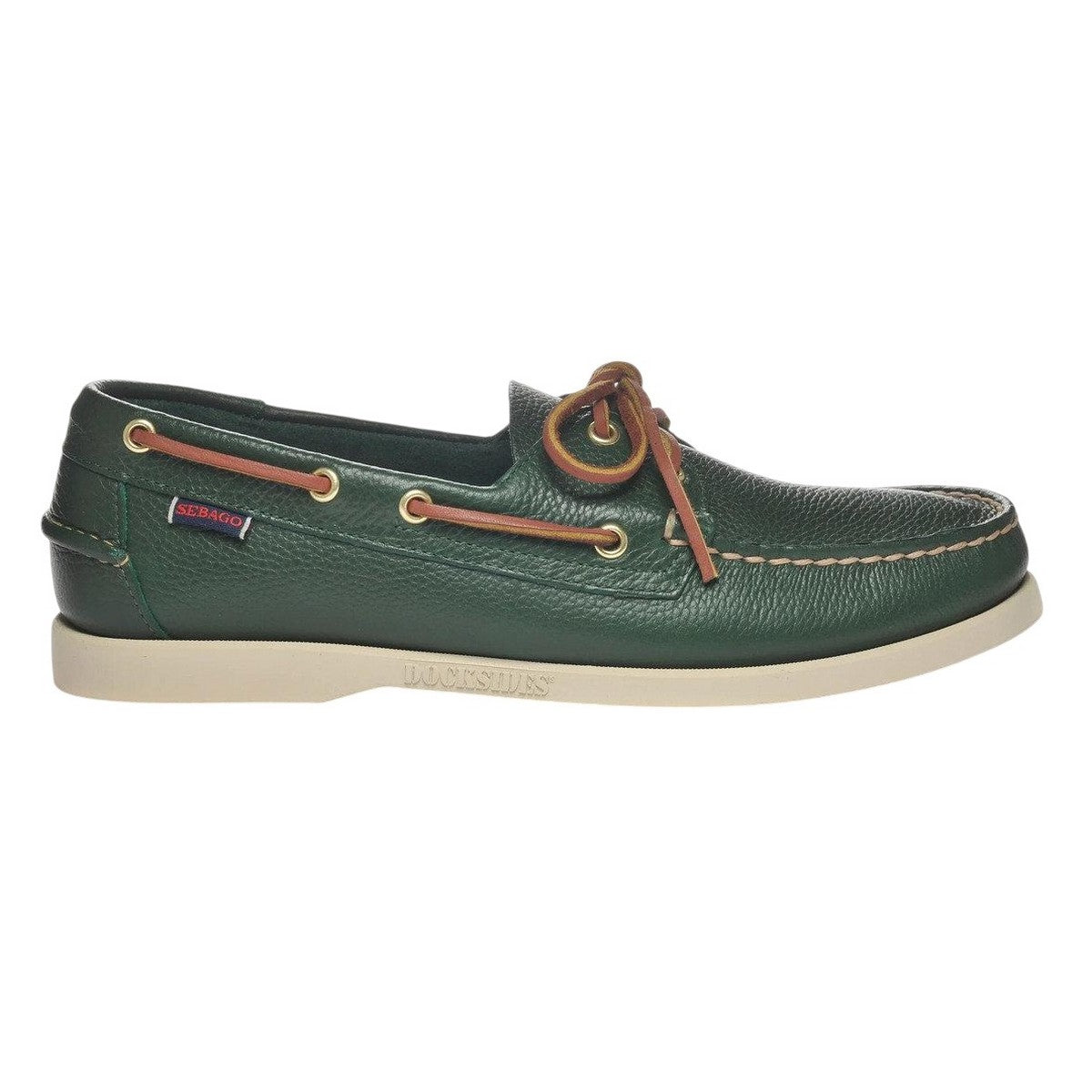 Hunter Green - Front - Sebago Mens Portland Martellato Full Grain Leather Boat Shoes