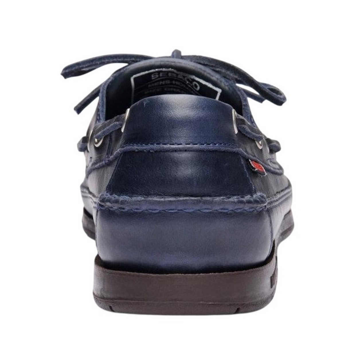 Blue Navy-Gum - Back - Sebago Mens Schooner Waxed Leather Boat Shoes