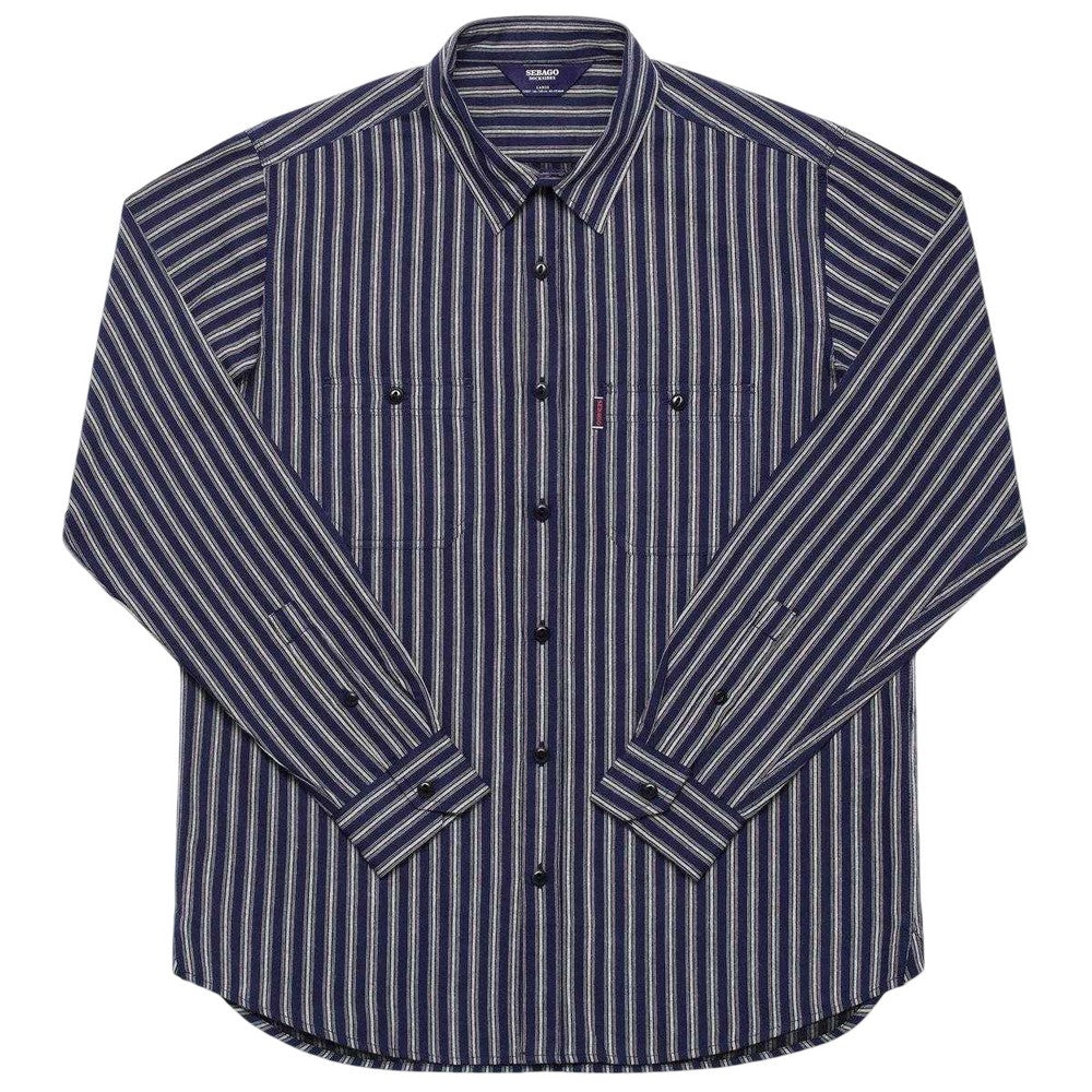 Blue-Off White - Front - Sebago Mens Sheetbend Long-Sleeved Shirt
