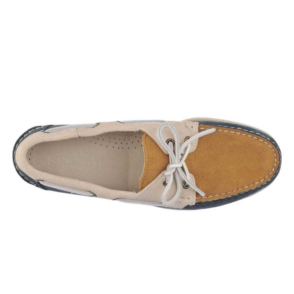Blue Navy-Papyrus-Cuoio - Lifestyle - Sebago Mens Portland Jib Suede Boat Shoes