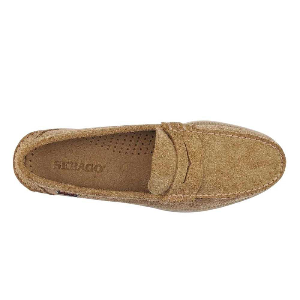 Beige Camel - Side - Sebago Mens Dan Flesh Out Leather Loafers