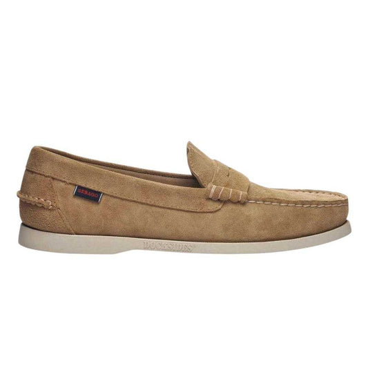 Beige Camel - Front - Sebago Mens Dan Flesh Out Leather Loafers