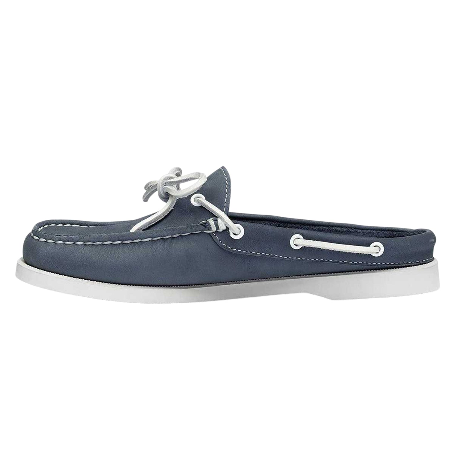 Blue Navy - Side - Sebago Womens-Ladies Nubuck Clogs