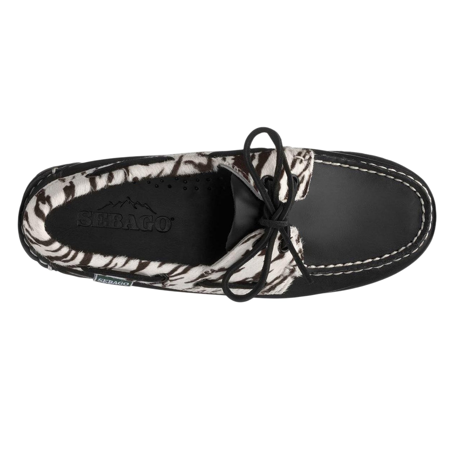 Black-White - Lifestyle - Sebago Womens-Ladies Ranger Zebra Print Buff Leather Moccasins