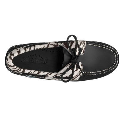 Black-White - Lifestyle - Sebago Womens-Ladies Ranger Zebra Print Buff Leather Moccasins