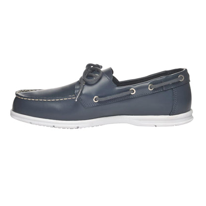 Blue Navy - Side - Sebago Mens Meridian Leather Boat Shoes