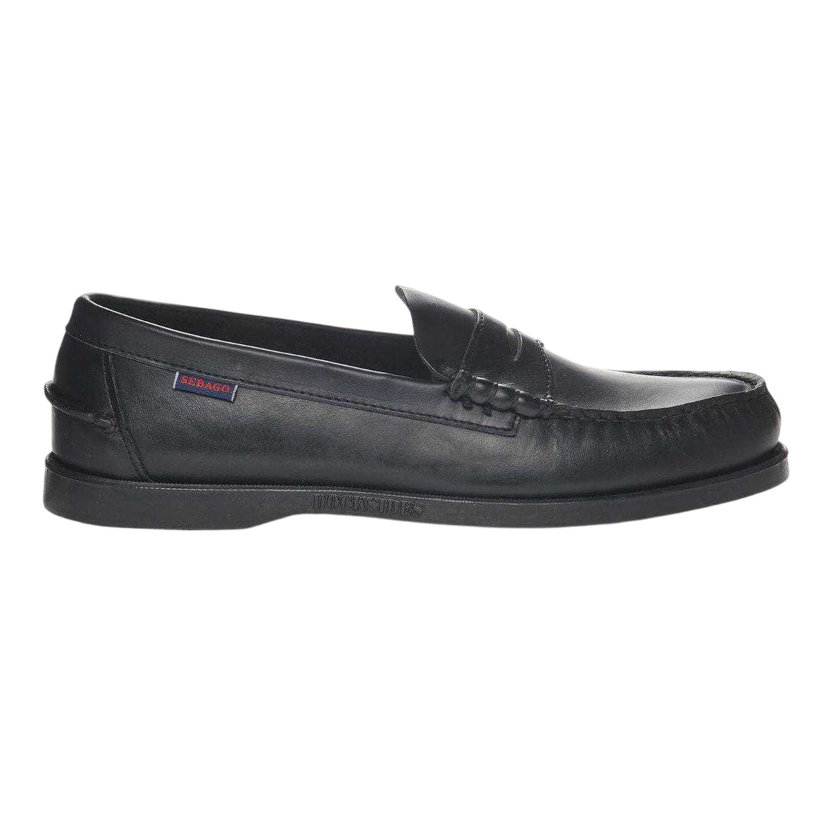Total Black - Front - Sebago Mens Dolphin Waxed Leather Loafers