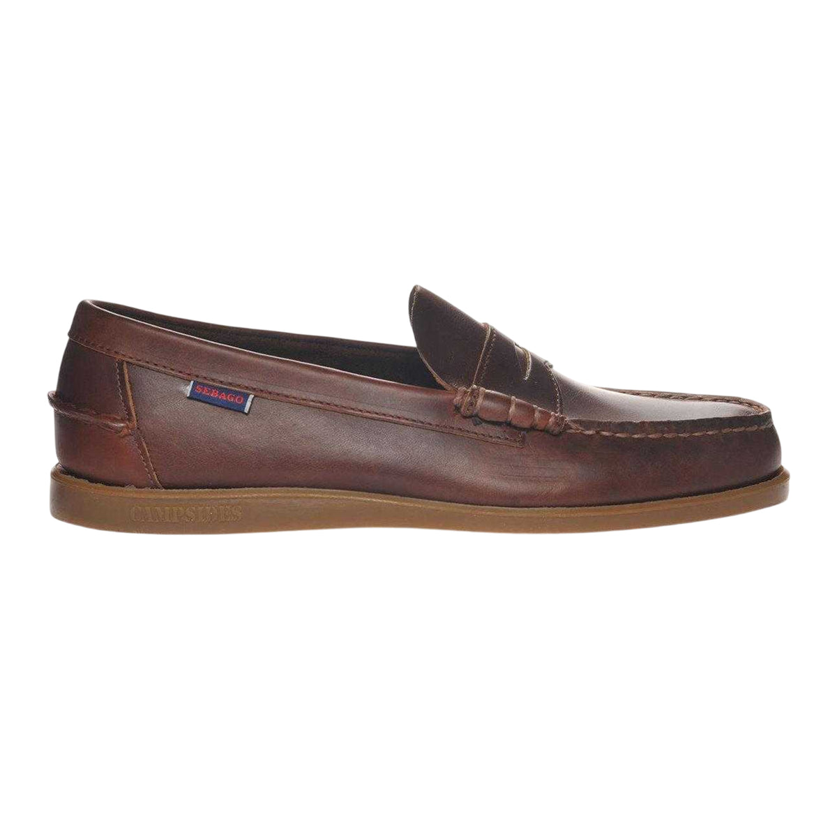 Dark Brown - Front - Sebago Mens Dolphin Waxed Leather Loafers