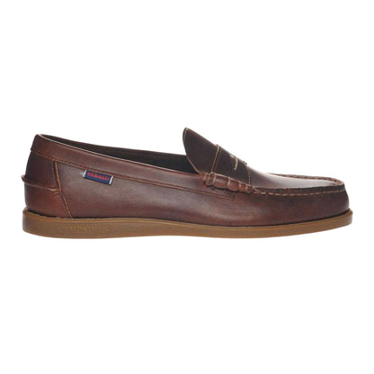 Dark Brown - Front - Sebago Mens Dolphin Waxed Leather Loafers