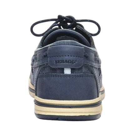 Blue - Back - Sebago Mens Triton Leather Boat Shoes
