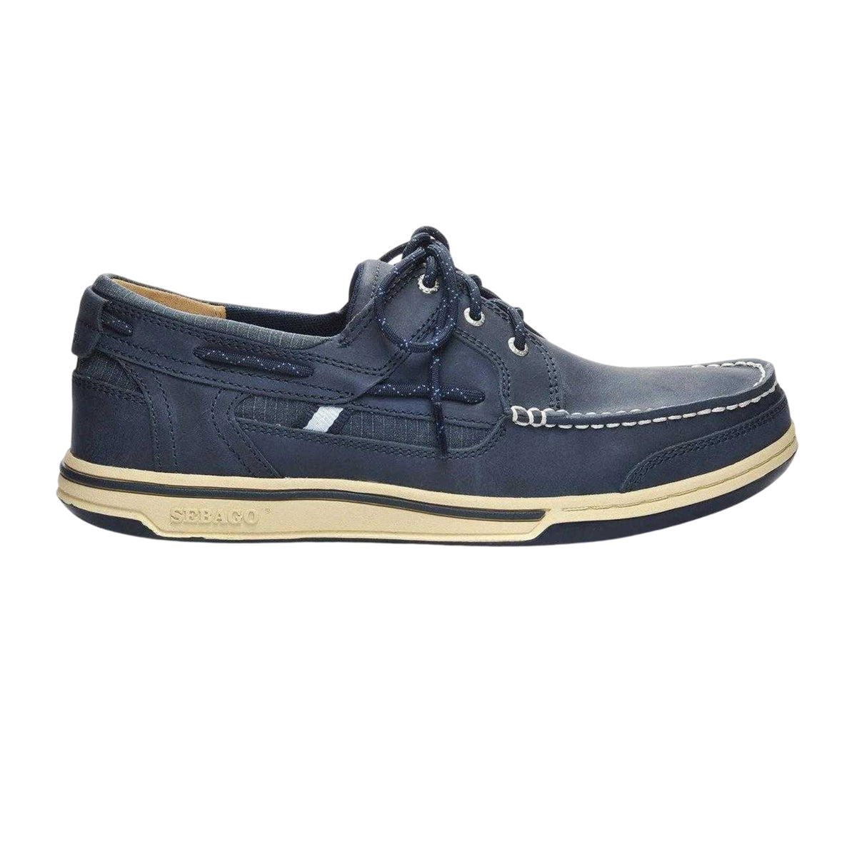 Blue - Front - Sebago Mens Triton Leather Boat Shoes