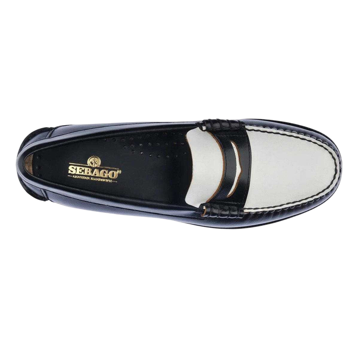 Black-White - Lifestyle - Sebago Womens-Ladies Classic Dan Leather Loafers