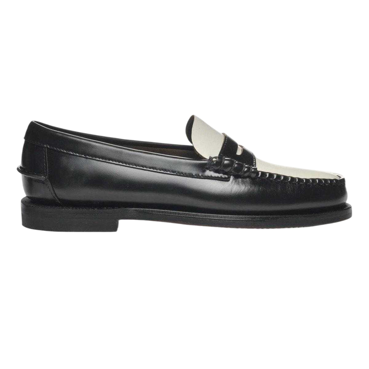 Black-White - Front - Sebago Womens-Ladies Classic Dan Leather Loafers