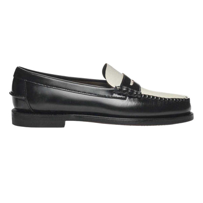 Black-White - Front - Sebago Womens-Ladies Classic Dan Leather Loafers