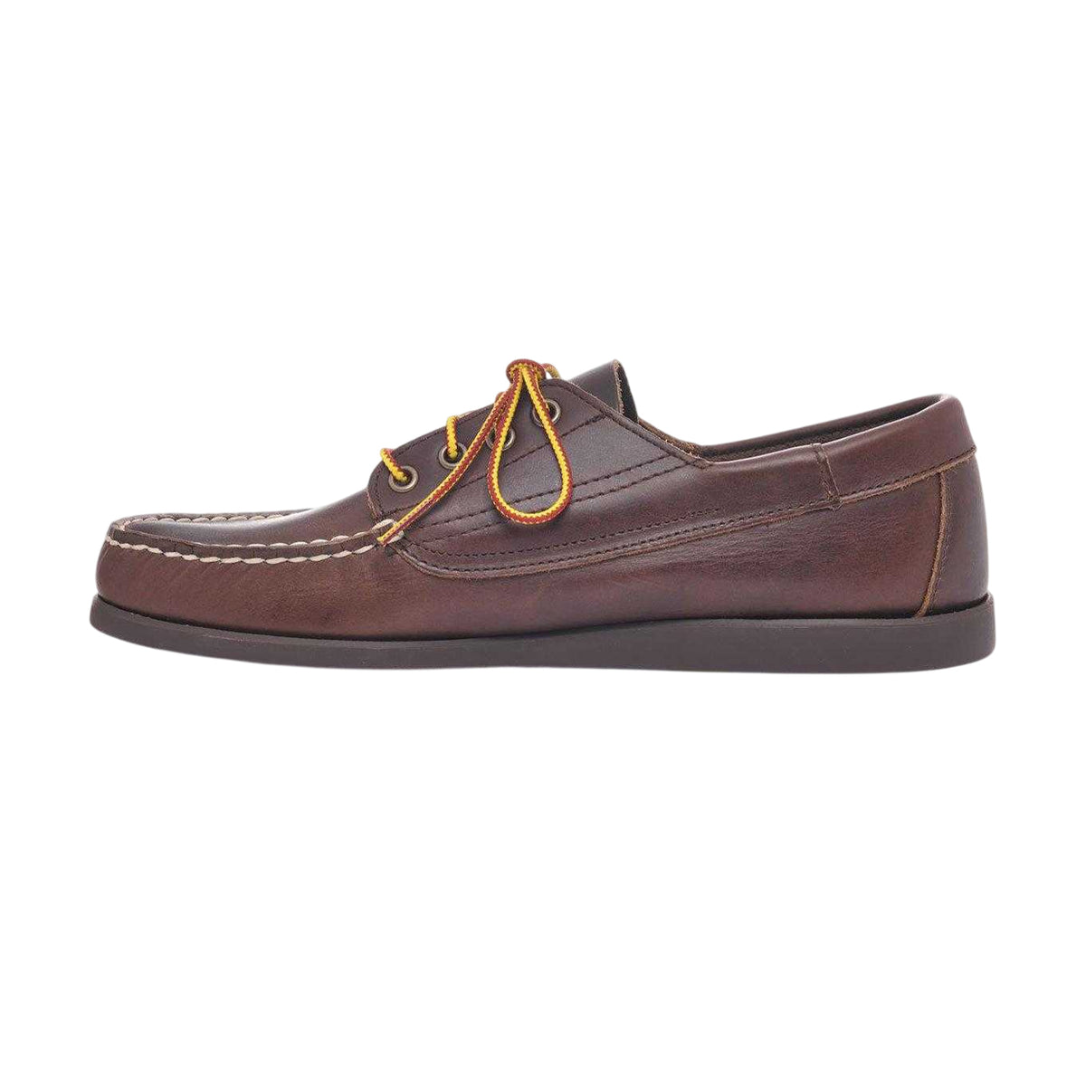 Dark Brown - Side - Sebago Mens Askook Waxy Leather Boat Shoes