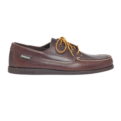 Dark Brown - Front - Sebago Mens Askook Waxy Leather Boat Shoes