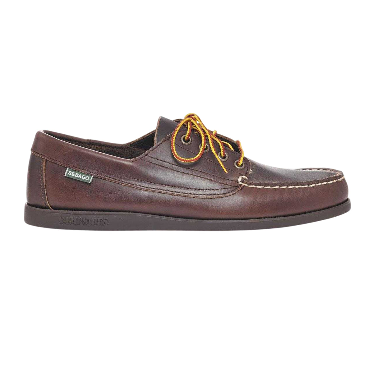 Dark Brown - Front - Sebago Mens Askook Waxy Leather Boat Shoes