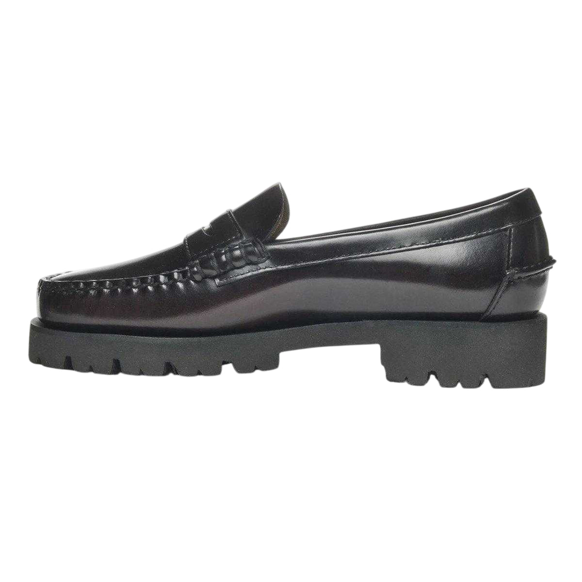 Brown-Burgundy - Side - Sebago Womens-Ladies Dan Lug Leather Loafers