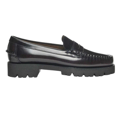 Brown-Burgundy - Front - Sebago Womens-Ladies Dan Lug Leather Loafers