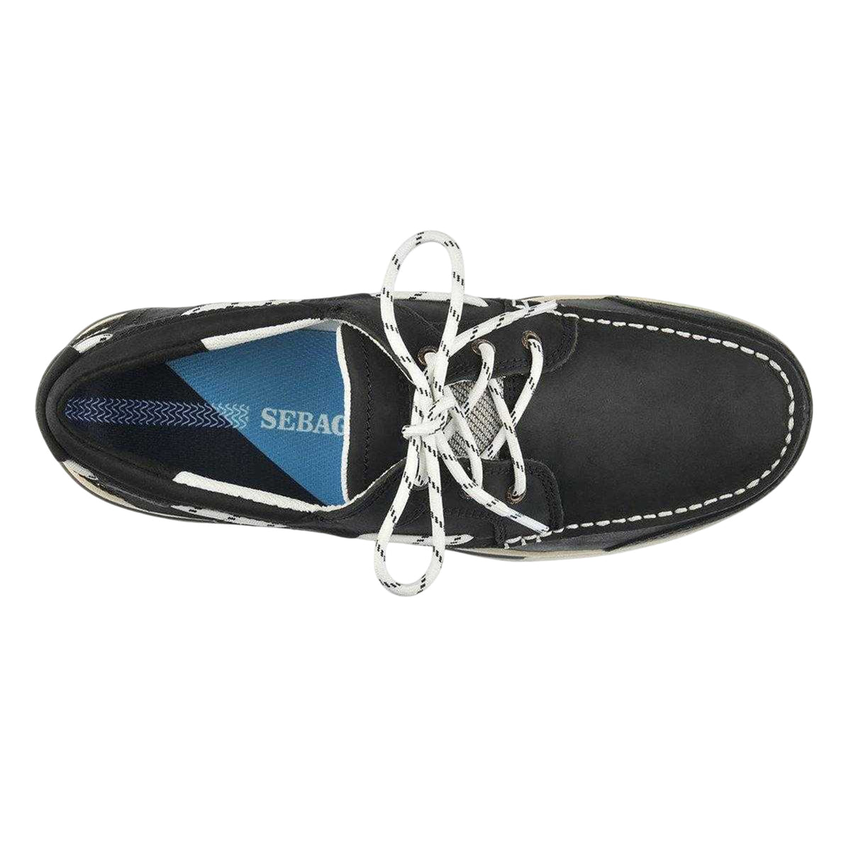 Black-White - Side - Sebago Mens Triton Legacy Nubuck Boat Shoes