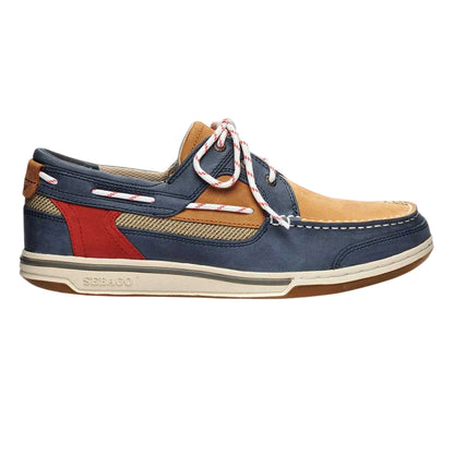 Blue Navy-Cognac-Red - Front - Sebago Mens Triton Legacy Nubuck Boat Shoes