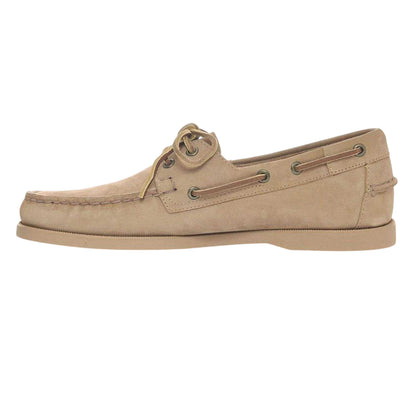 Dark Beige - Side - Sebago Mens Dockside Portland Suede Boat Shoes