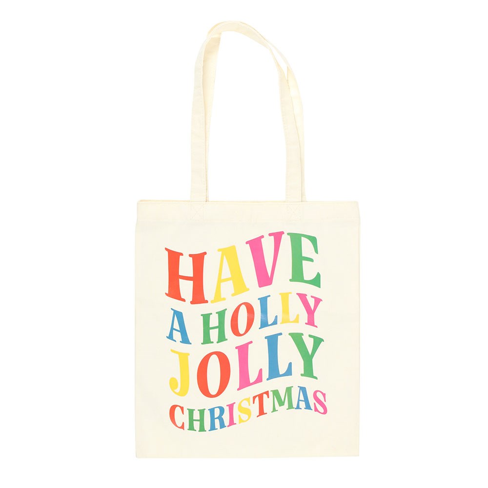 White - Front - Something Different Have A Holly Jolly Christmas Polyester Tote Bag