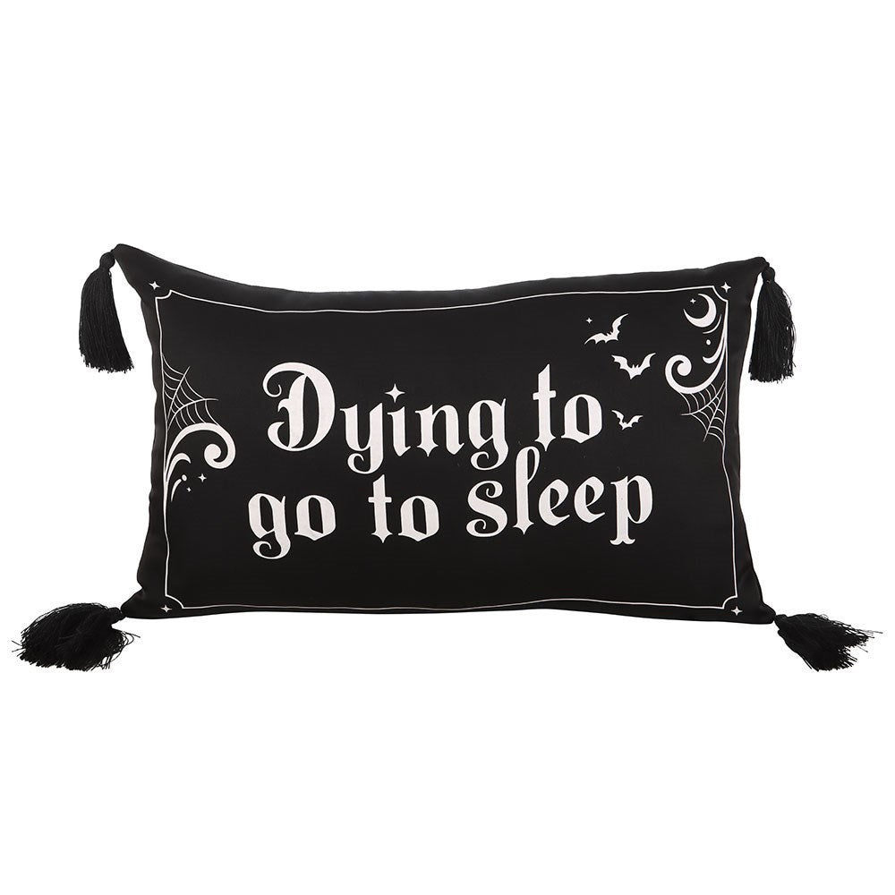 Black-White - Front - Something Different Dying to Go to Sleep Satin Cushion