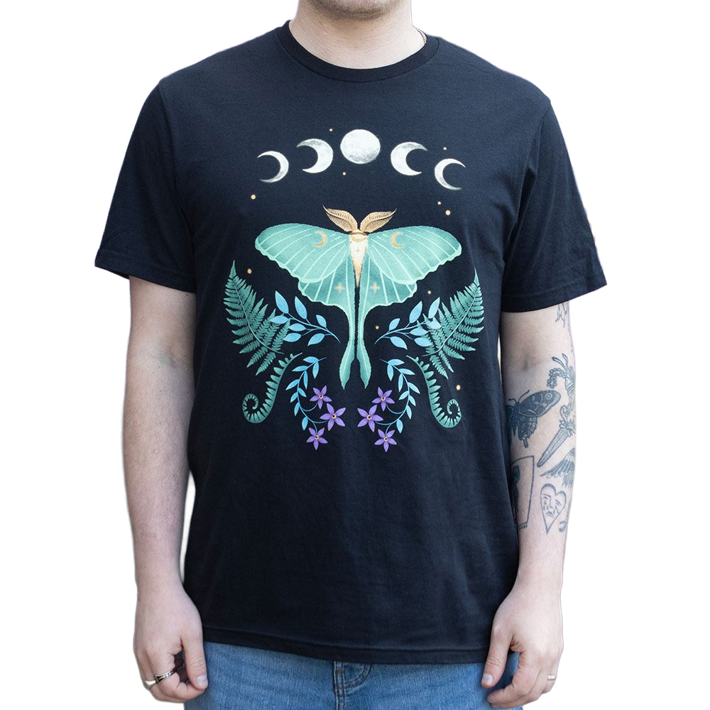 Black - Side - Something Different Unisex Adult Luna Moth T-Shirt