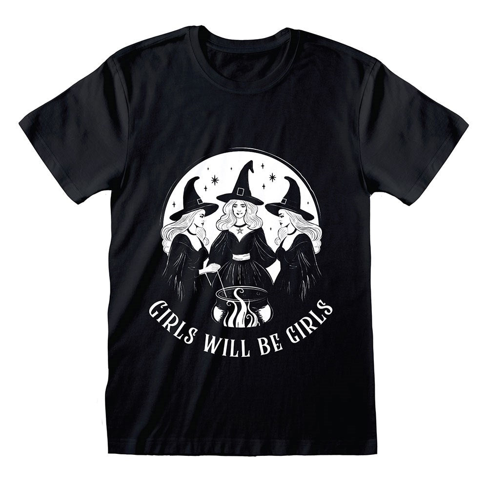 Black - Front - Something Different Unisex Adult Girls Will Be Girls Witch T-Shirt