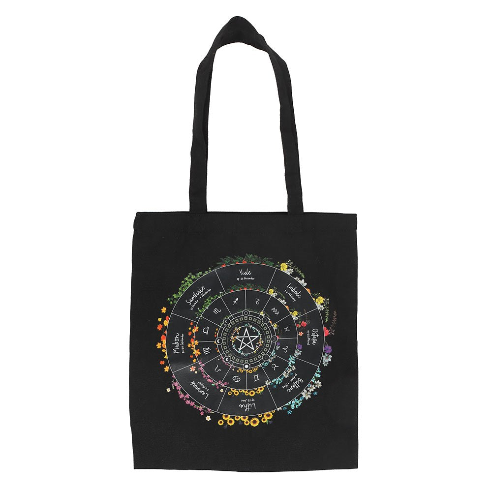 Black - Front - Something Different Wheel Of The Year Polycotton Tote Bag