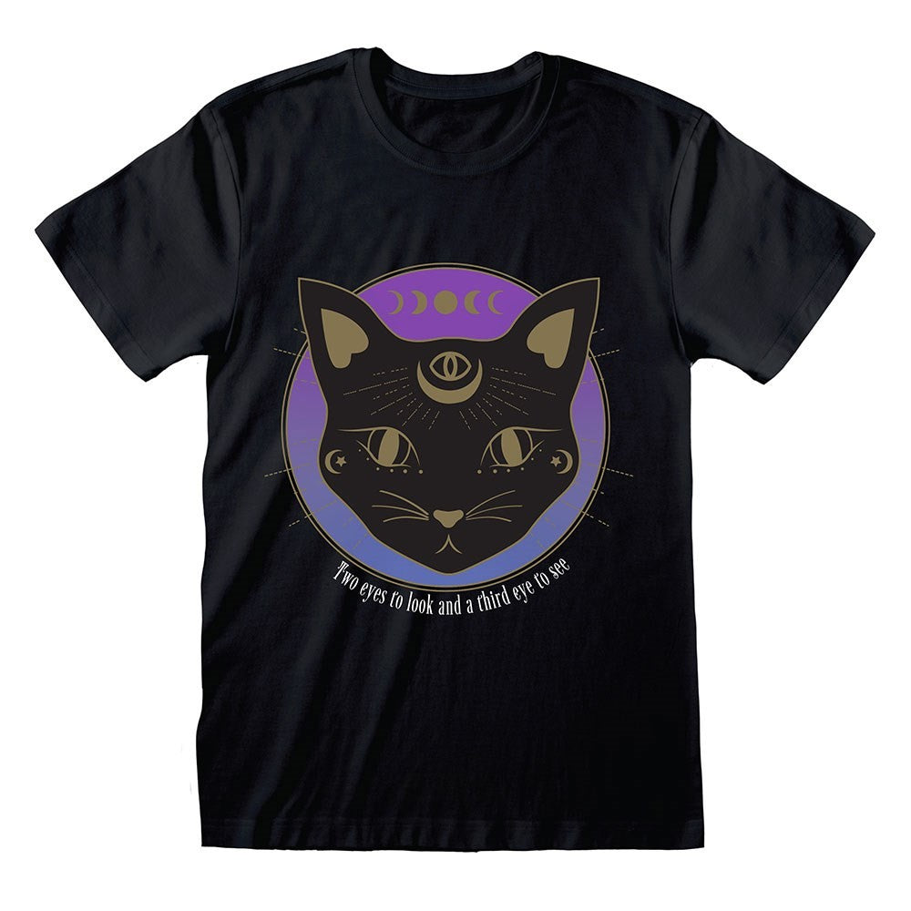 Black - Front - Something Different Unisex Adult Mystic Mog Cat T-Shirt