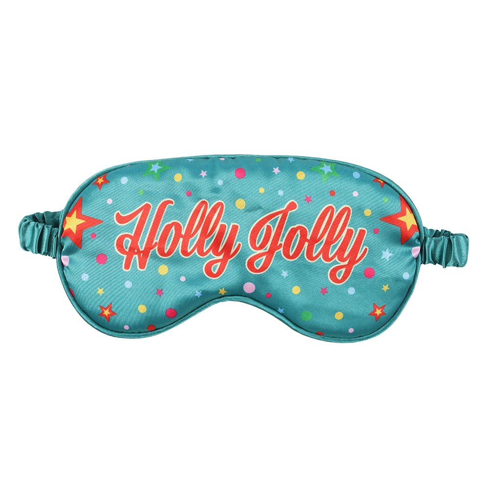Blue-Red - Front - Something Different Holly Jolly Satin Sleep Mask